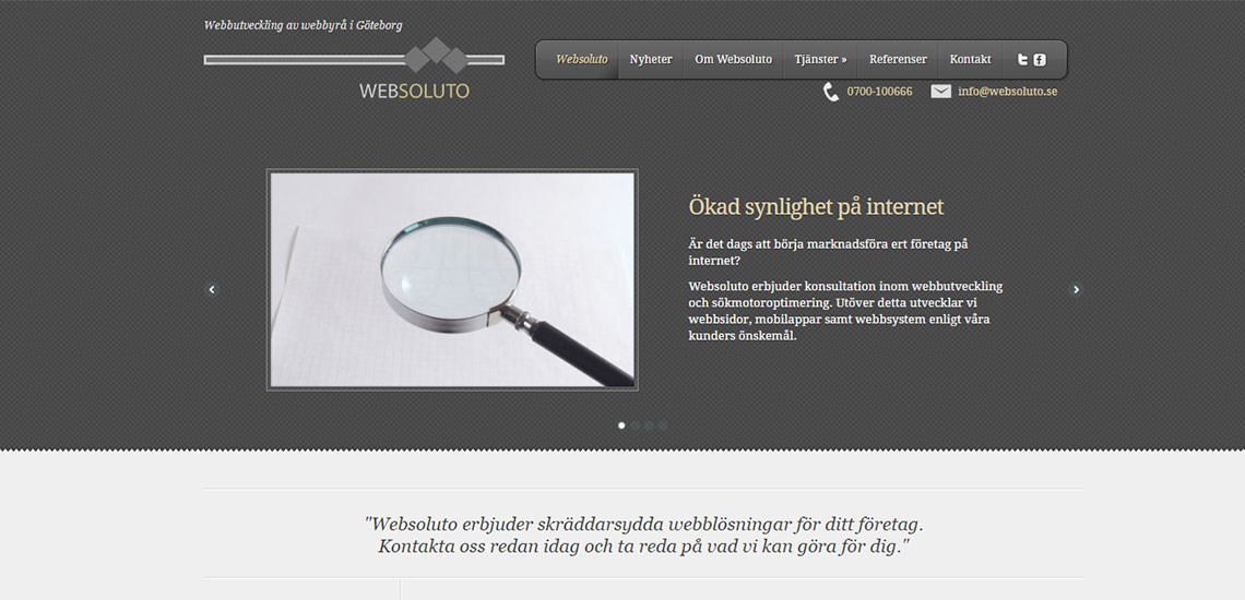 Websoluto webbyrå Göteborg 2013